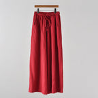 Bella Mia cotton linen women’s wide-leg yoga pants with artistic stone wash, casual summer linen pants for women.