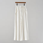 Bella Mia cotton linen women's wide-leg yoga pants with artistic stone wash finish, casual and comfortable spring summer style.