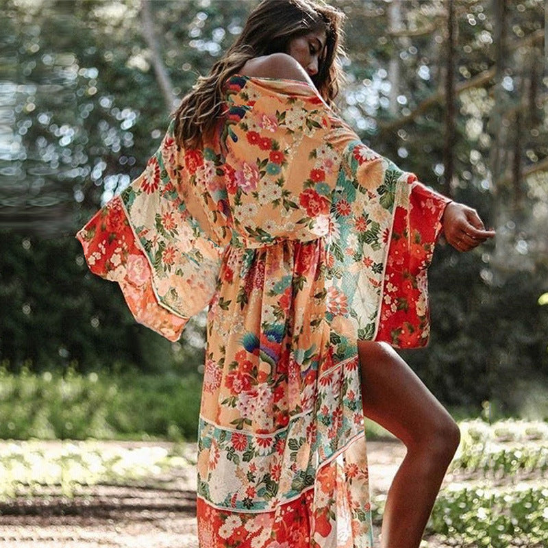 Plush Fashion Hub chiffon loose beach cover-up jacket with sunscreen fabric, perfect as a stylish outerwear top for women.