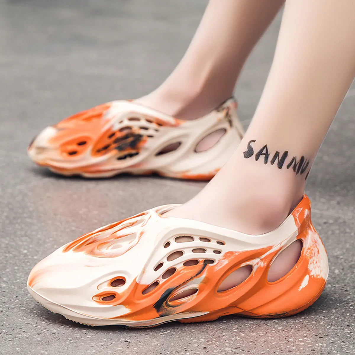 Plush Fashion Hub hollow-out flat sandals with open toe design, stylish footwear for casual summer wear.