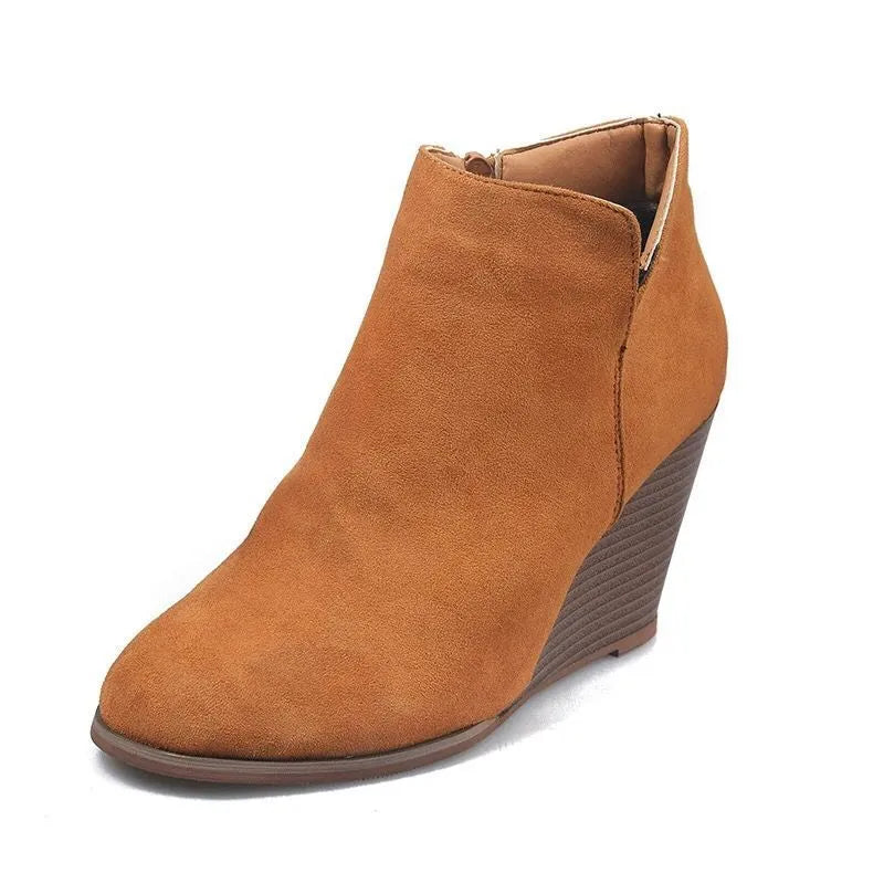 Trendsi high heel ankle boots with side zipper, showcasing black leather material and sleek pointed toe design.