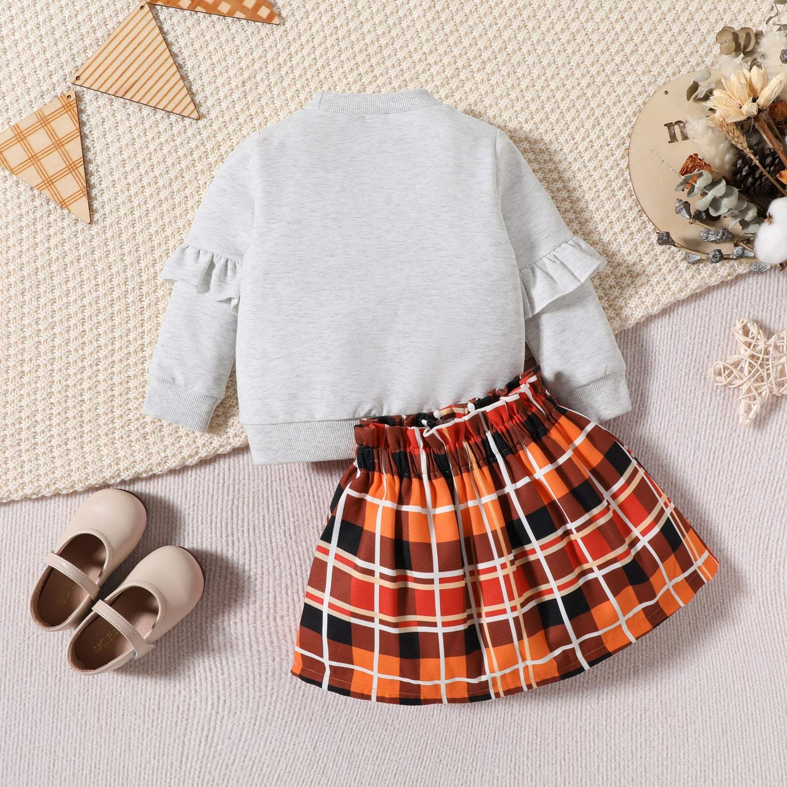 Children's Letter Printed Plaid Sweater Two-piece SetDress your child in style this Thanksgiving with our Children's Clothing Thanksgiving Letter Plaid Printed Sweater Dress Two-piece Set! Made with soft cotton, this sChildrens setPlush Fashions ShopPlush Fashion Shop