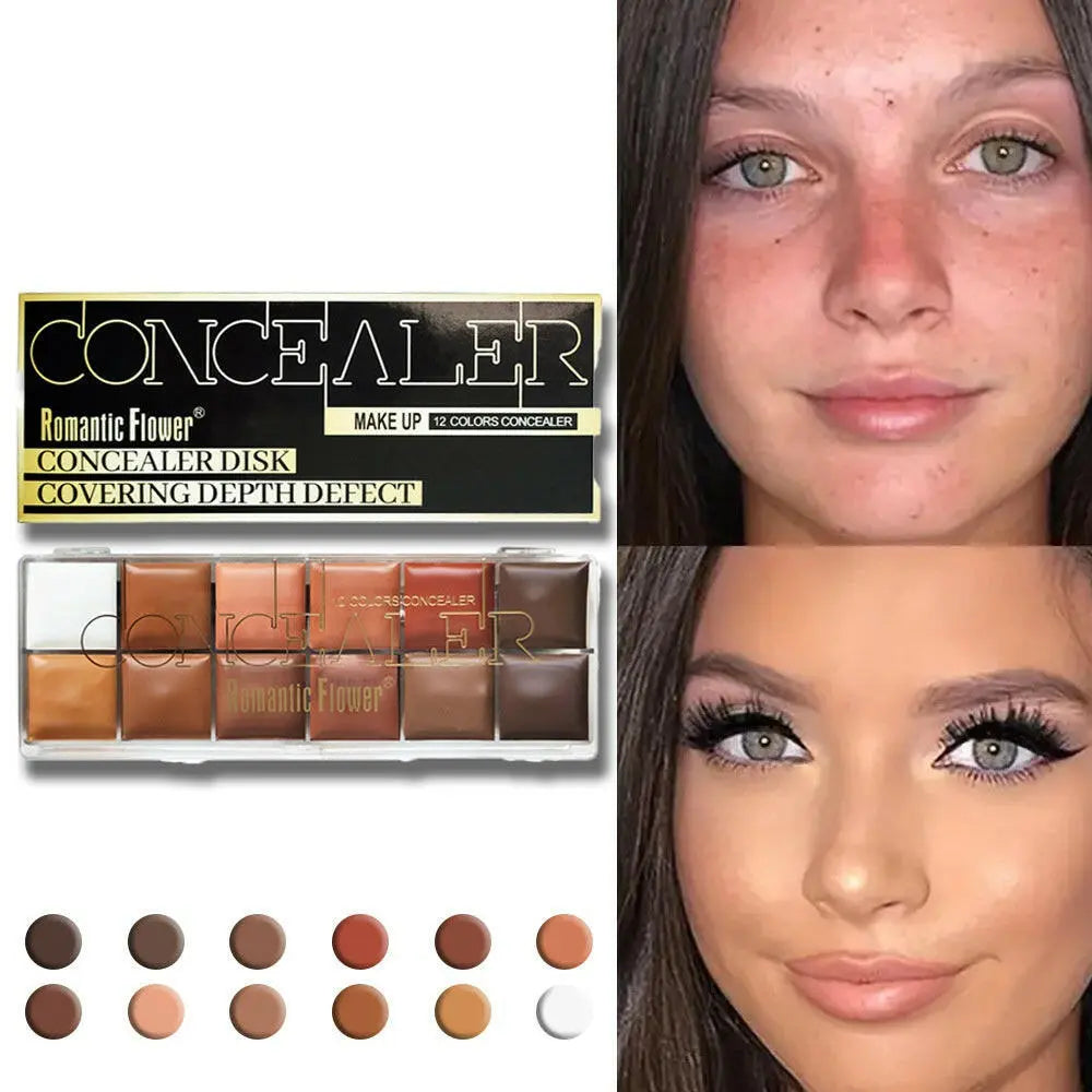 12 Colors Concealer Dark Skin Waterproof Full Coverage Foundation Plush Fashion Shop