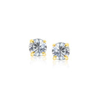 14k yellow gold stud earrings featuring white hue faceted cubic zirconia for a classic and elegant jewelry look