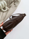 PU Leather Shoulder Bag with EarPods Bag, medium-sized, dark brown.