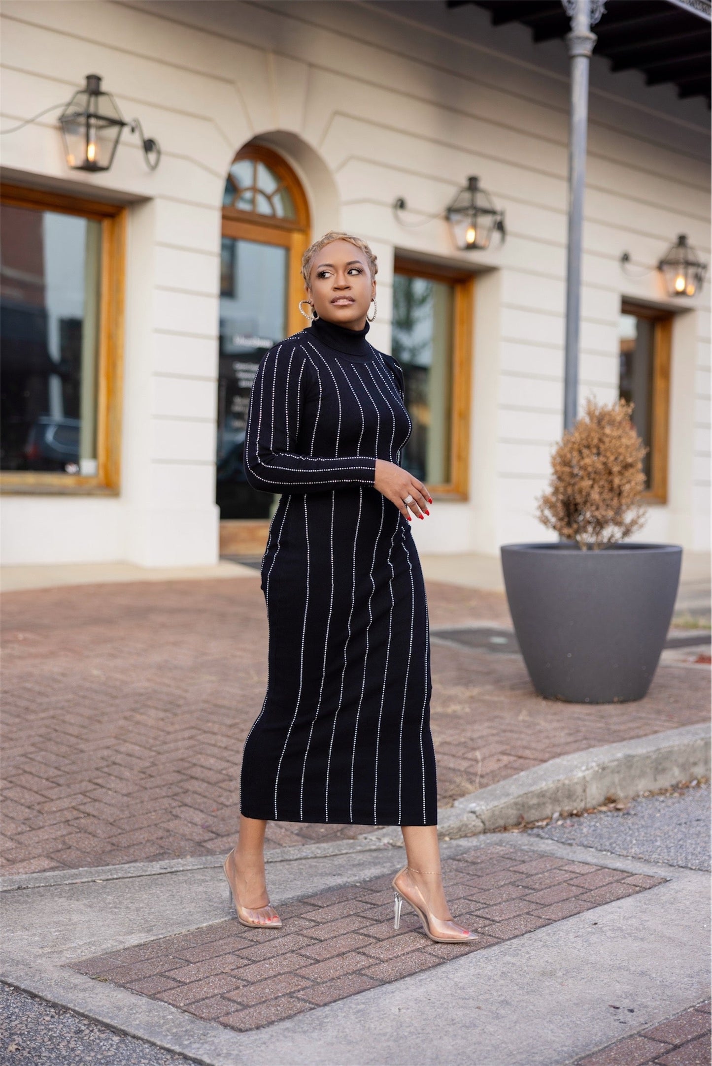 Black Sweater Dress with Embellishments The Bella Noire Store