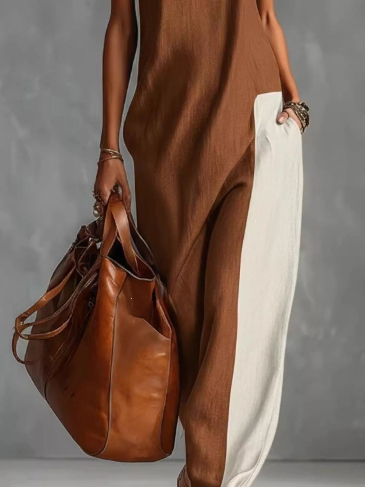 Plus size color block mock neck sleeveless maxi dress from Plush Fashion Hub, featuring bold color blocks and a fitted silhouette.