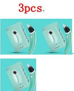 Children's Nasal Aspirator set with three pieces, featuring electric aspirator and packaging for effective mucus removal.