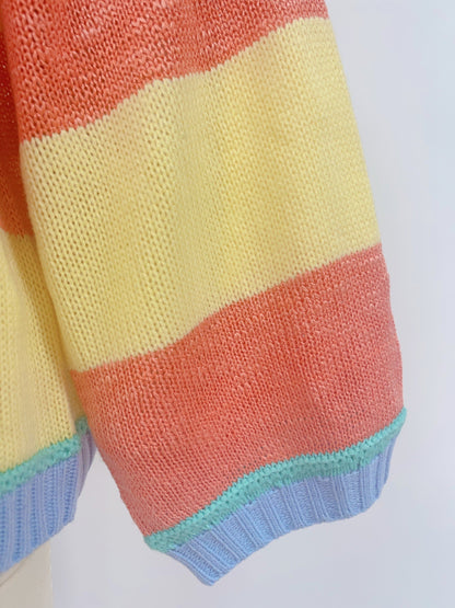 Autumn Winter Contrast Color Striped Sweater Women Pullover Fashionable Knitted Loose Lazy Top Autumn Winter Sweater Women Bella Mia