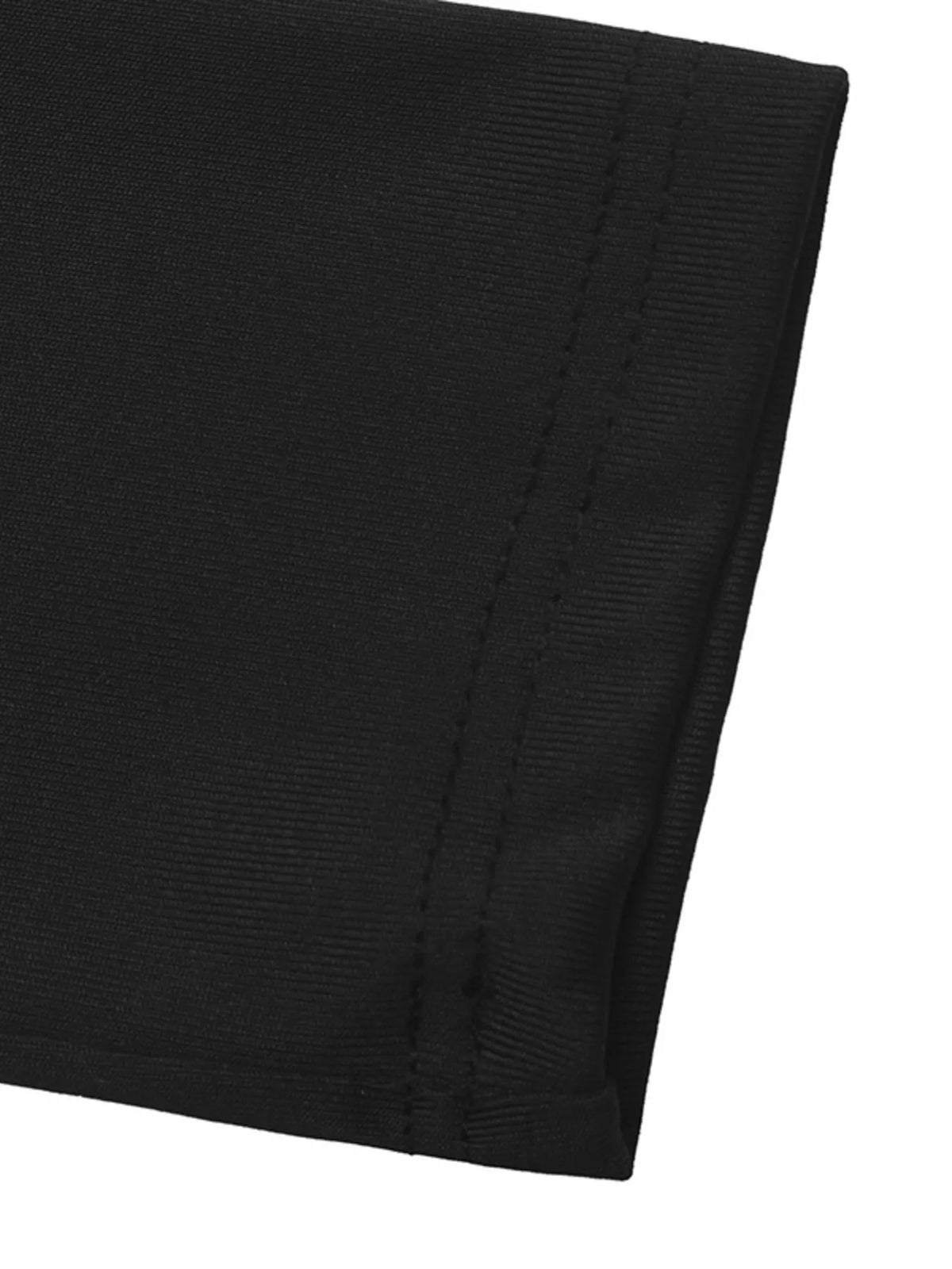 Black one-shoulder slim fit T-shirt with lace trim from Trendsi, featuring a stylish asymmetrical design and soft fabric.