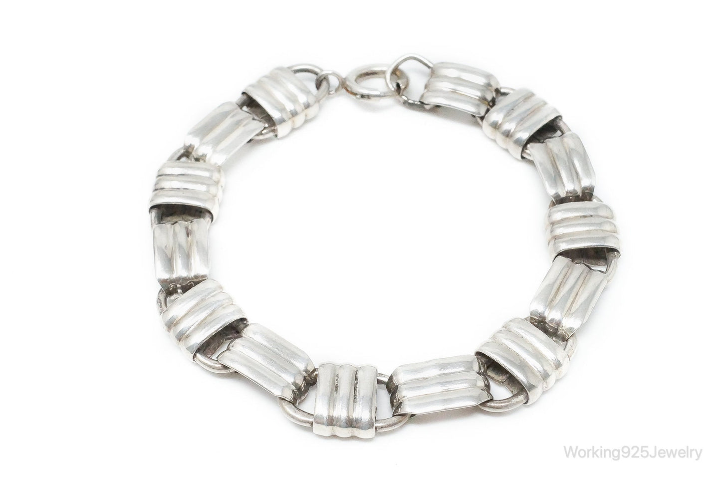 Vintage Designer Napier Modern Large Links Sterling Silver Bracelet Working 925 Jewelry