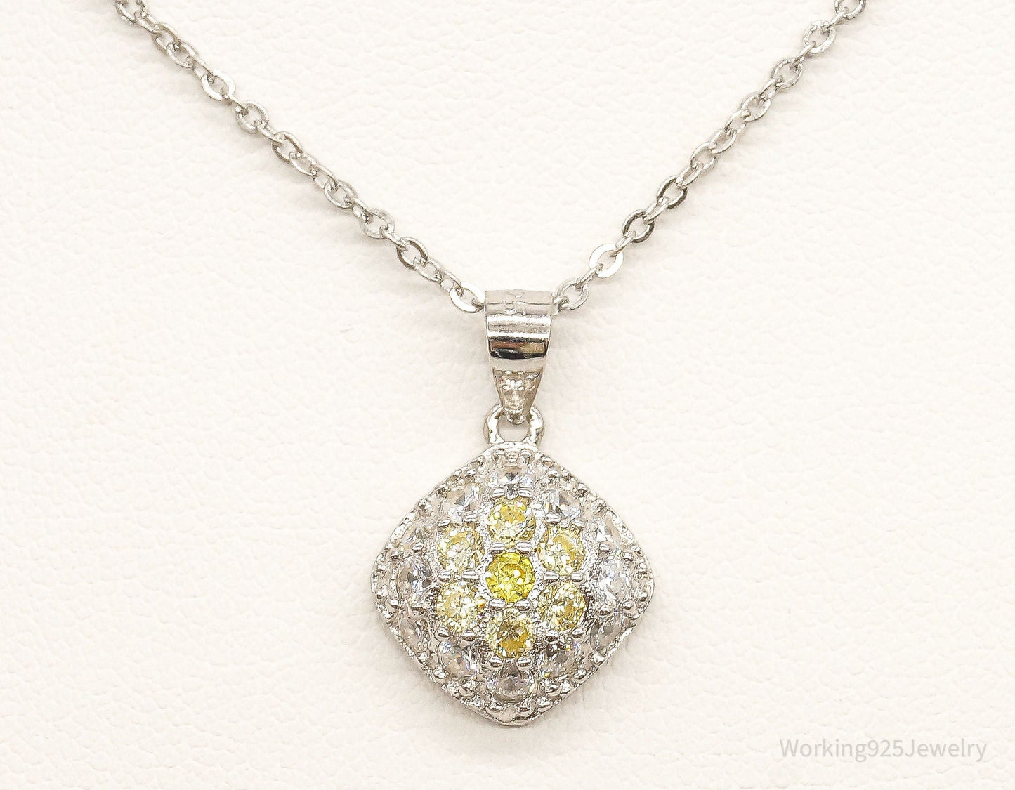 Designer Ryze Cubic Zirconia Sterling Silver Necklace Working 925 Jewelry