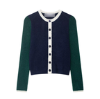 Casual loose women’s autumn coat by Bella Mia featuring contrast color knitwear and relaxed outerwear style.