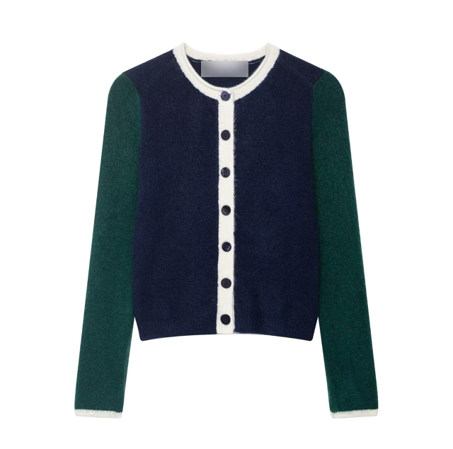 Casual loose women’s autumn coat by Bella Mia featuring contrast color knitwear and relaxed outerwear style.