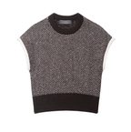 Bella Mia women's herringbone knitted sleeveless vest top, stylish and cozy women's wear with a classic herringbone pattern.