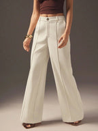 Bella Mia apricot high waist slimming women's pants with wide legs, casual draping style, suitable for autumn and winter wear.