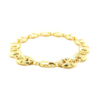 14k yellow gold puffed mariner link bracelet with 11.0mm wide links, showcasing a classic jewelry design.