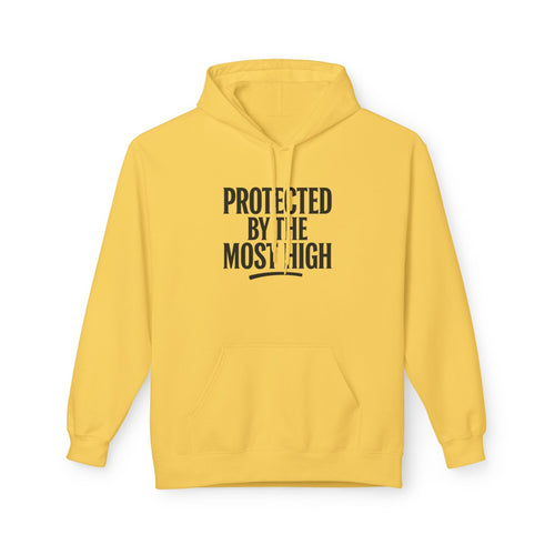 Black hoodie from Wear Your Worship featuring Psalm 91-inspired "Protected By The Most High" design, casual pullover apparel.