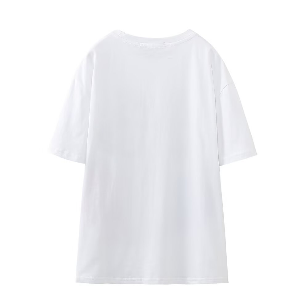 Women’s summer loose casual printed T-shirt by Plush Fashion Hub, featuring a colorful all-matching girl design.
