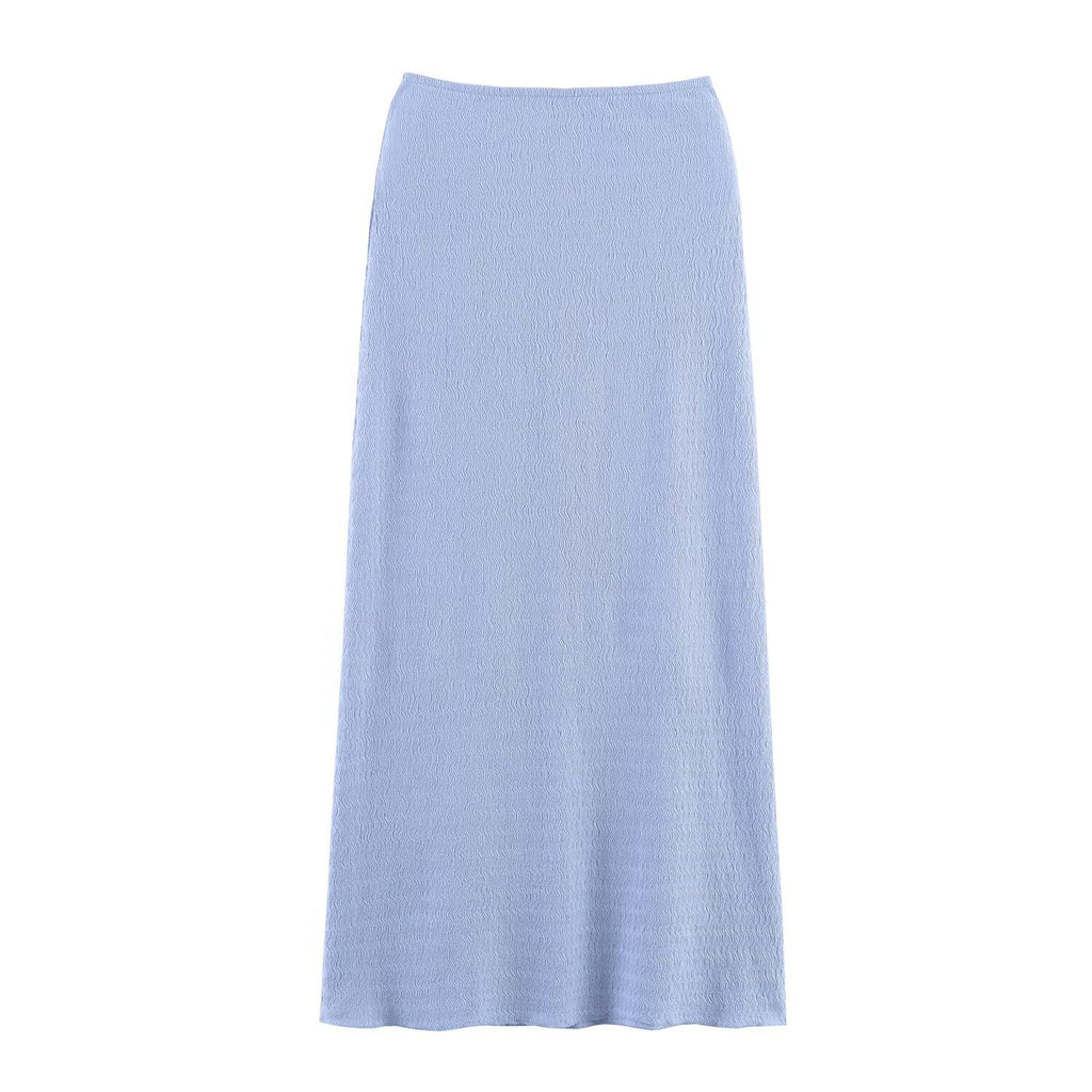 Women’s summer texture tank top and midi skirt set by Plush Fashion Hub, featuring sleeveless top and flowy skirt in soft fabric.