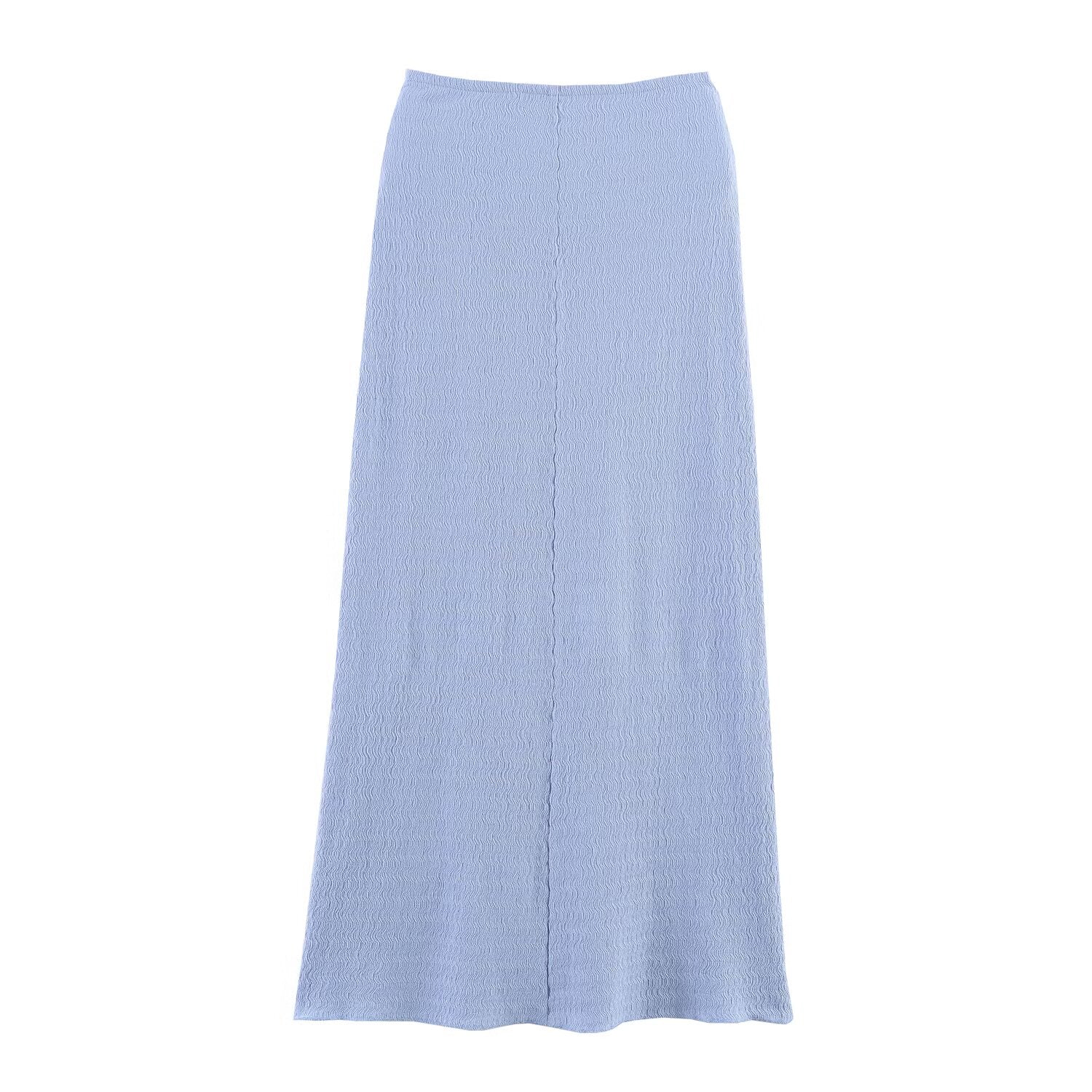Women’s summer texture tank top and midi skirt set by Plush Fashion Hub, featuring stylish tops and a flowy skirt.