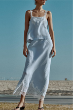 Women’s lace short top and midi skirt set from Plush Fashion Hub, stylish western-inspired lace clothing ensemble.