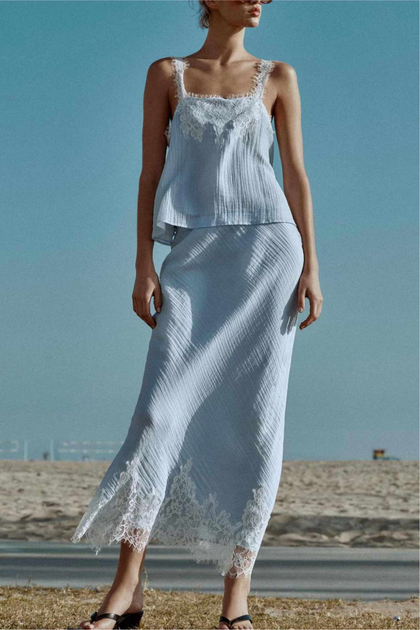 Women’s lace short top and midi skirt set from Plush Fashion Hub, stylish western-inspired lace clothing ensemble.