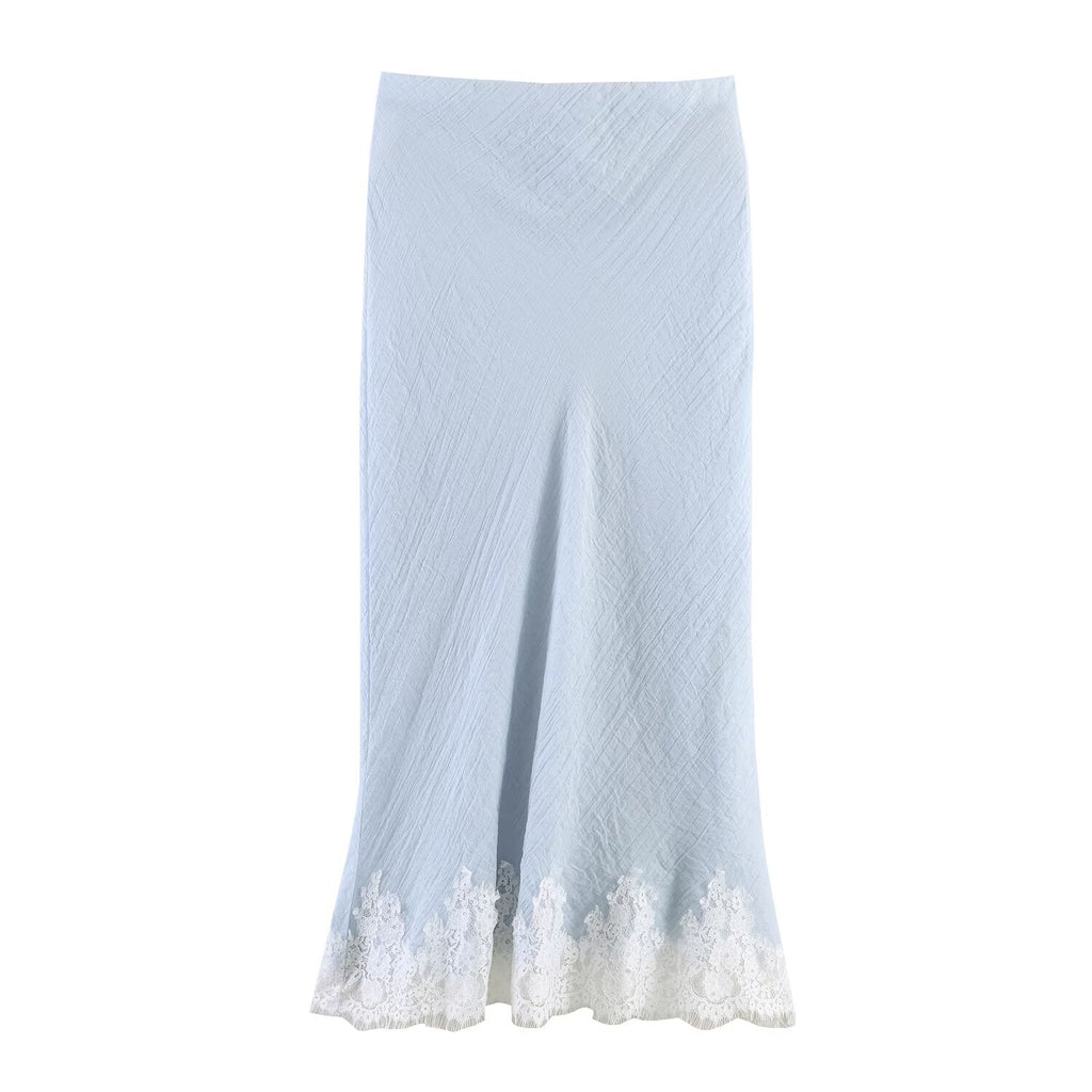 Women’s lace short top and midi skirt set by Plush Fashion Hub, stylish Western lace clothing ensemble for women.