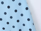 Elegant pink polka dot maxi dress for women with backless lace-up design, tight waist, vintage style, by Plush Fashion Shop.