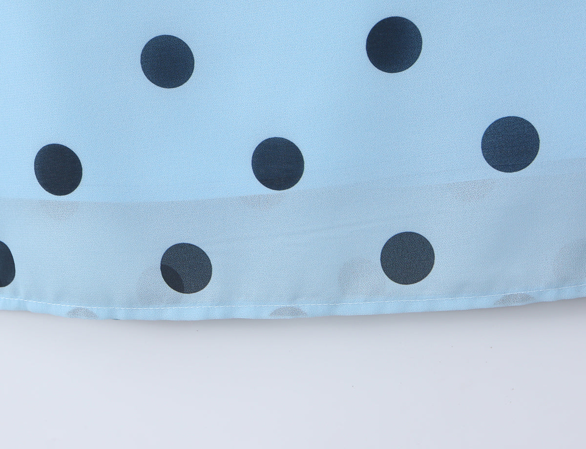 Pink polka dot backless maxi dress for women with lace-up design, tight waist, vintage style, by Plush Fashion Shop.