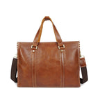 First layer cowhide oily leather shoulder messenger bag by Pi-Mart with adjustable strap and front pocket, casual style.