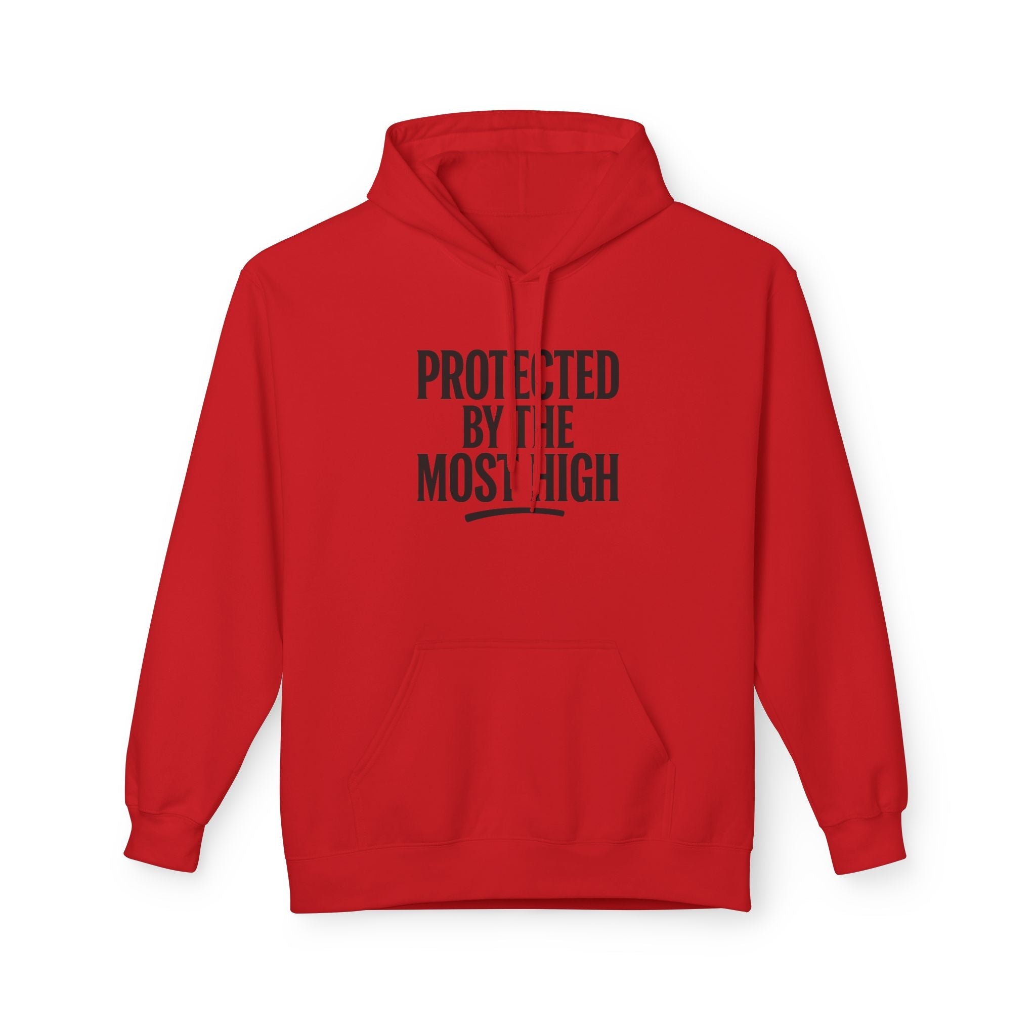 Black hoodie from Wear Your Worship with Psalm 91-inspired "Protected By The Most High" slogan, casual pullover for spiritual wear.