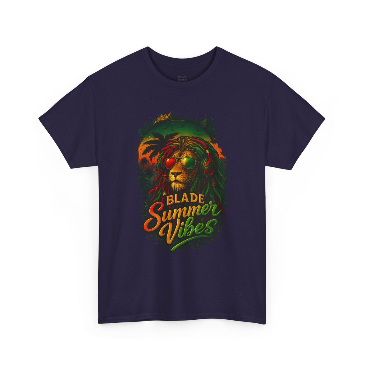 Rasta Lion T-Shirt by Printify featuring a colorful lion graphic on a casual cotton tee.