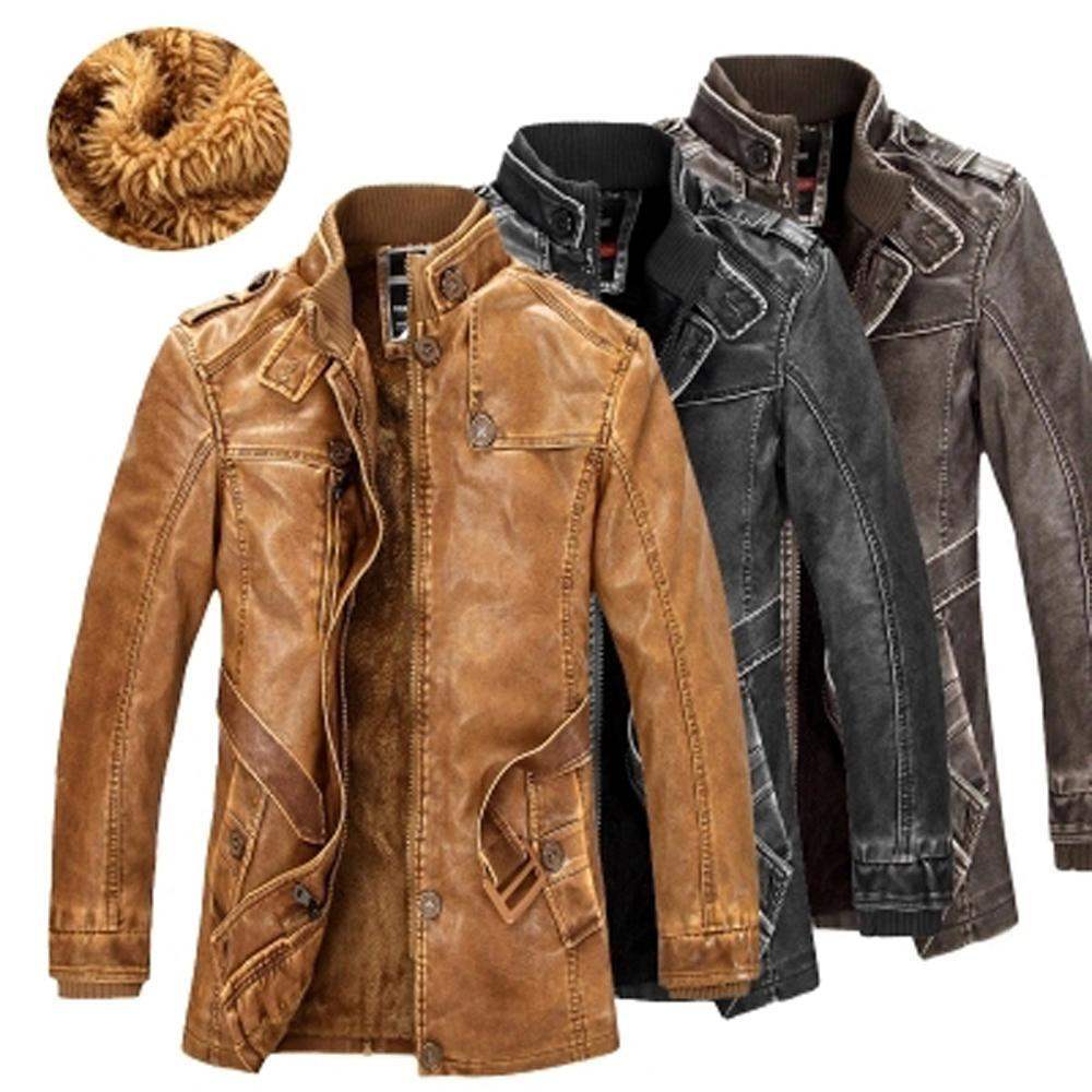 Duolino Classic Leather Jacket - Plush Fashions Shop 