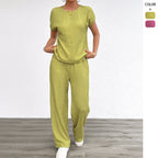 Ethereal Chiffon Pleated Two-Piece Loungewear Set