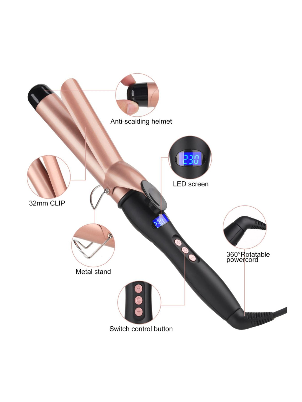 Professional Plush Fashion Hub anti-scald ceramic curling iron for fast hair styling with a sleek, heat-resistant design.