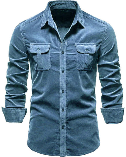 Men's Full Size Collared Neck Button Down Shirt with Chest Pockets Plus Size - Plush Fashion Shop #