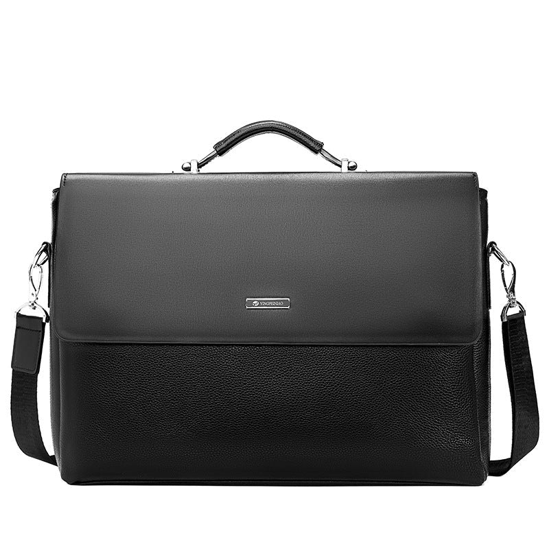 Pi-Mart men's horizontal briefcase with large capacity, made for business use, featuring a sleek design and sturdy handle.