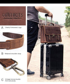 Pi-Mart 14-inch men's leather business briefcase with sturdy handle and sleek design, ideal for professional laptop storage.