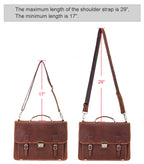 Pi-Mart 14-inch men's leather business briefcase with multiple compartments and sturdy handle for professional use.