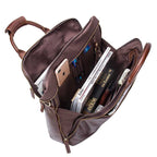 Pi-Mart casual leather business briefcase with large capacity, men's shoulder bag, stylish and functional for professional use.