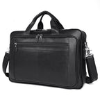 Leather men's large business handbag from Pi-Mart, featuring sturdy handles and a sleek, professional design for work and travel.