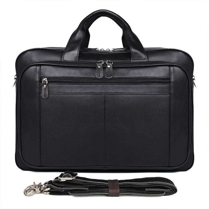 Leather business men's large handbag from Pi-Mart, featuring sturdy handles and a sleek, professional design for everyday use.