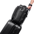 Pi-Mart leather men's large business handbag with sturdy handles and sleek design, perfect for professional use.