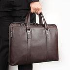 Pi-Mart men's leather briefcase featuring a gentleman style, suitable for business use with a sleek, atmospheric design.