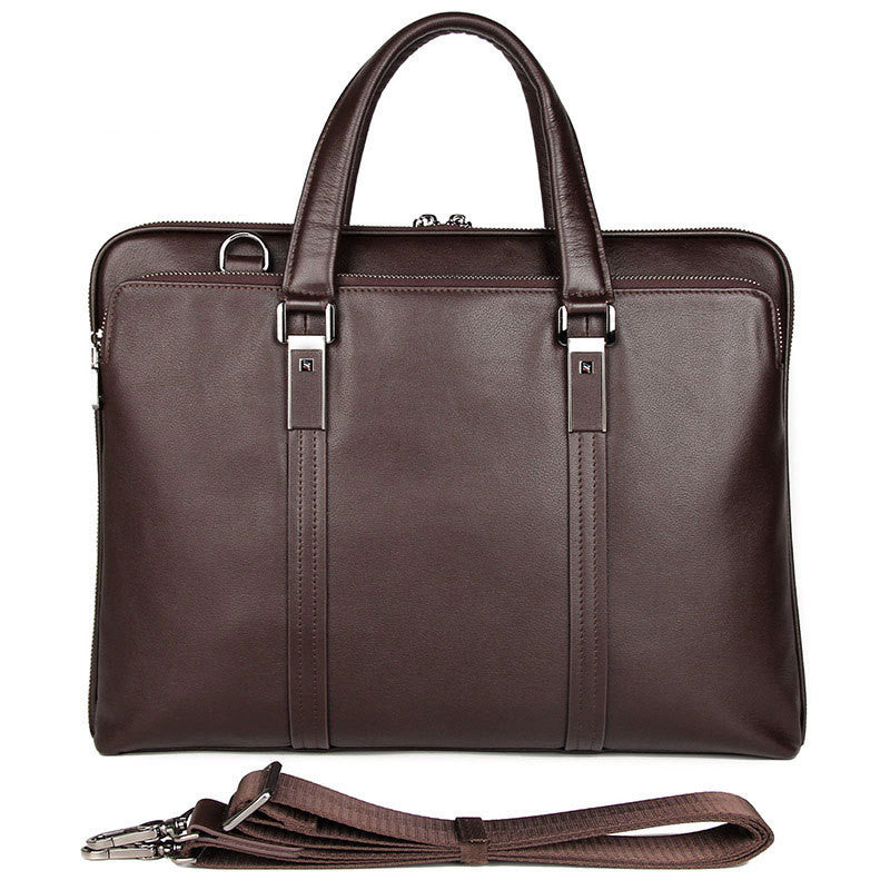 Pi-Mart gentleman style leather briefcase with sturdy, atmospheric design, ideal for men's business and handbag needs.