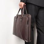 Pi-Mart men's leather briefcase featuring a gentleman style, atmospheric design, and stable construction for business and professional use.