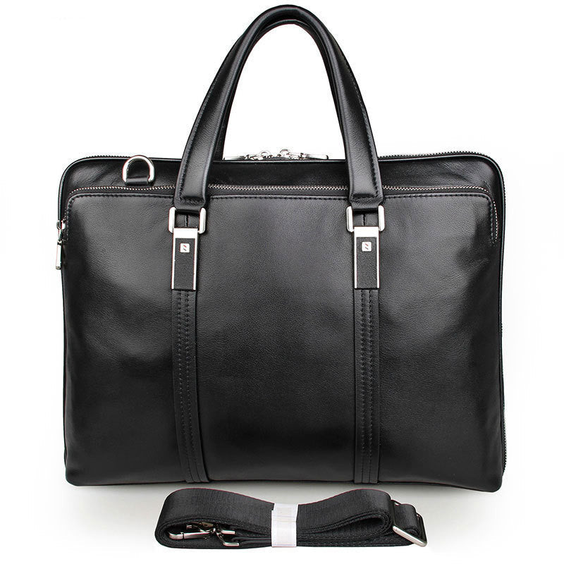Pi-Mart men's leather briefcase featuring a gentleman style, designed for business use with a stable, atmospheric handbag appearance.