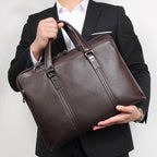 Pi-Mart men's leather briefcase with a gentleman style, featuring a stable, atmospheric design for business and professional use.
