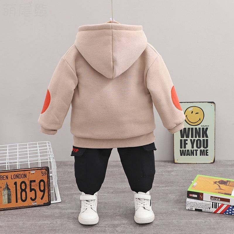 Boys two-piece hooded long-sleeved sweater - Plush Fashions Shop 